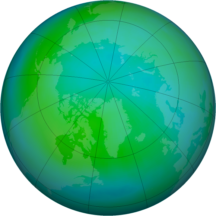 Arctic ozone map for October 1990